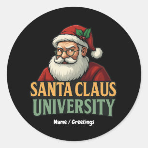 Vintage Frohe Weihnachten Santa Claus Universität Runder Aufkleber
