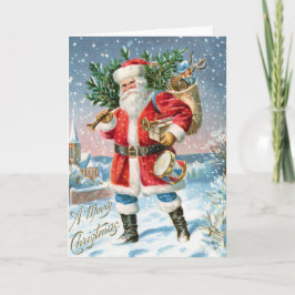 Vintage Frohe Weihnachten Santa Karte