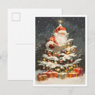 Vintage Frohe Weihnachten Santa Postkarte