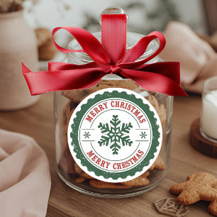 Vintage Frohe Weihnachten Schneeflocke Runde Feier Runder Aufkleber