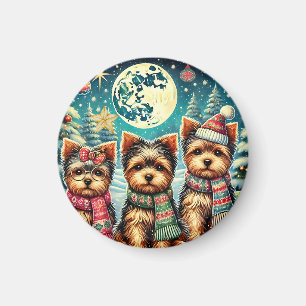 Vintage Frohe Weihnachten Terrier Yorskhire Yorkie Magnet