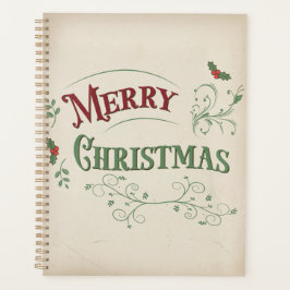 Vintage Frohe Weihnachten Typografie Planer