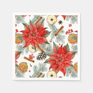 Vintage Frohe Weihnachten Wasserfarbe Rote Poinset Serviette