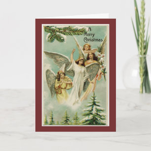 Vintage frohe WeihnachtsAngels Feiertagskarte