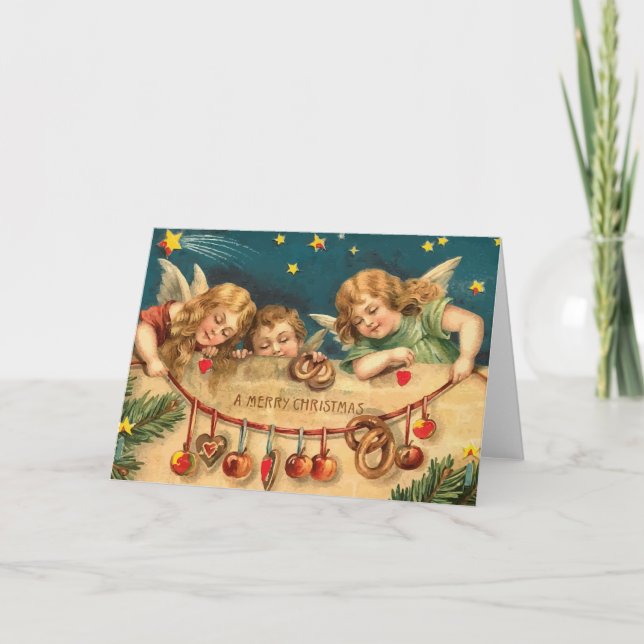 Vintage frohe WeihnachtsAngels Karten (Vorderseite)
