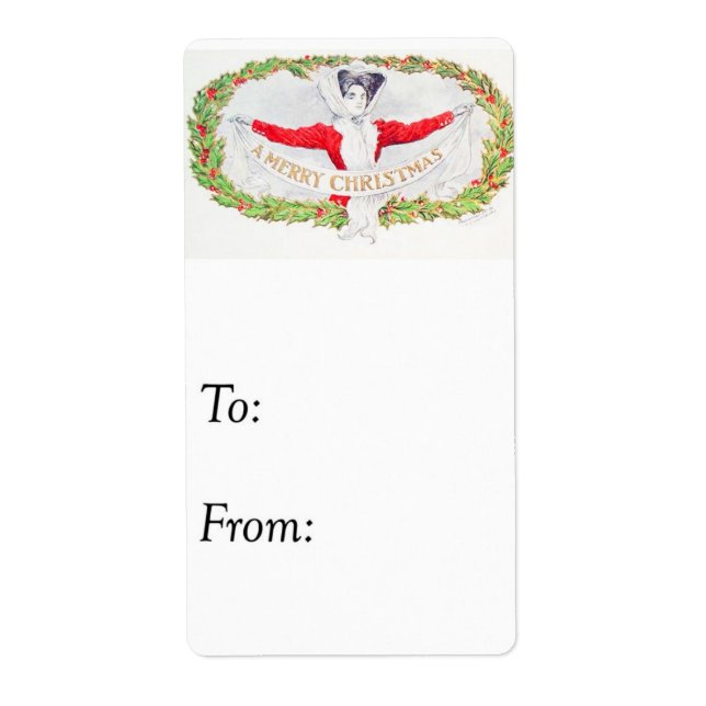 Vintage frohe Weihnachtsbannergeschenk-Tag (Vorne)