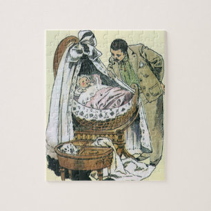 Vintage Frohen Vatertag, viktorianisches Babybettc Puzzle