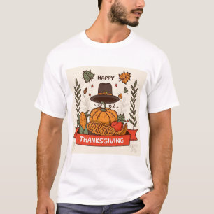 Vintage Frohes Erntedankfest-Harvest-Kürbis & Tort T-Shirt