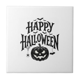 Vintage Frohes Halloween Kürbis Fledermaus Shirt D Fliese
