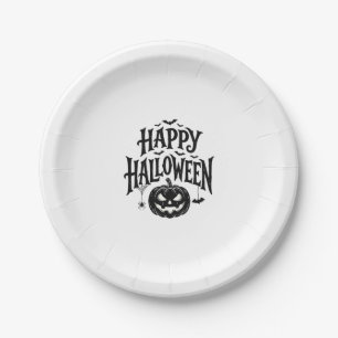Vintage Frohes Halloween Kürbis Fledermaus Shirt D Pappteller