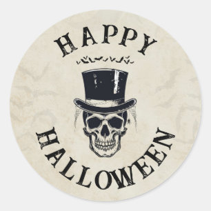 Vintage Frohes Halloween Totenkopf Runder Aufkleber