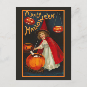 Vintage fröhliche Halloween-Hexen-Postkarte Feiertagspostkarte