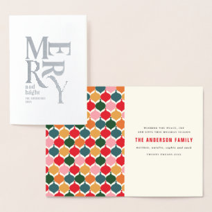 Vintage fröhliche und bunt gefaltete Chritsmas Folienkarte