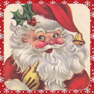 Vintage fröhlicher Weihnachtsmann süße Weihnachten Quadratischer Aufkleber