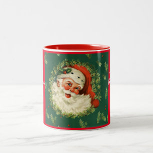 Vintage fröhlicher Weihnachtsmann Zweifarbige Tasse