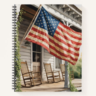 Vintage Front Porch Flagge, Retro amerikanische Fl Notizbuch