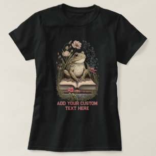 Vintage-Frosch-Buch-Wildblumen-Wald-Kröte-Froschli T-Shirt