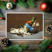 Vintage-Frosch-Mord-Weihnachtskarte