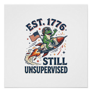 Vintage Frosch Rakete Est 1776 Unbeaufsichtigtes S Poster