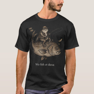 Vintage Frosch reitet auf riesigem Fisch. Wir fisc T-Shirt