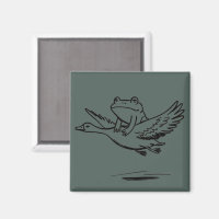 Vintage Frosch reitet Gans Natur Whimsical Tier 