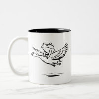 Vintage Frosch reitet Gans Natur Whimsical Tier