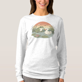 Vintage Frosch- und Enten-Shirt - Retro-Teich-Lebe T-Shirt