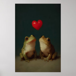 Vintage-Frosch-Valentinsgruß-Kunst, Liebe-Kröte-Wa Poster