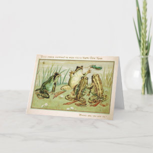 Vintage Frösche Neujahrskarte Feiertagskarte