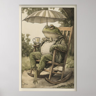 Vintage-Froschkunst-Druck, viktorianischer Frosch  Poster