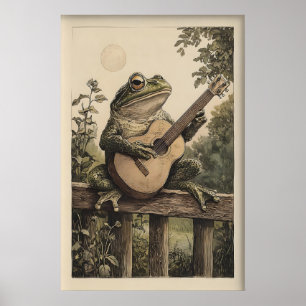 Vintage-Froschkunst-Druck, viktorianischer Frosch  Poster