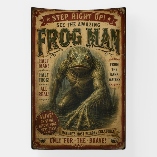 Vintage-Froschmann-Freak-Sideshow-Banner Banner (Vertikal)