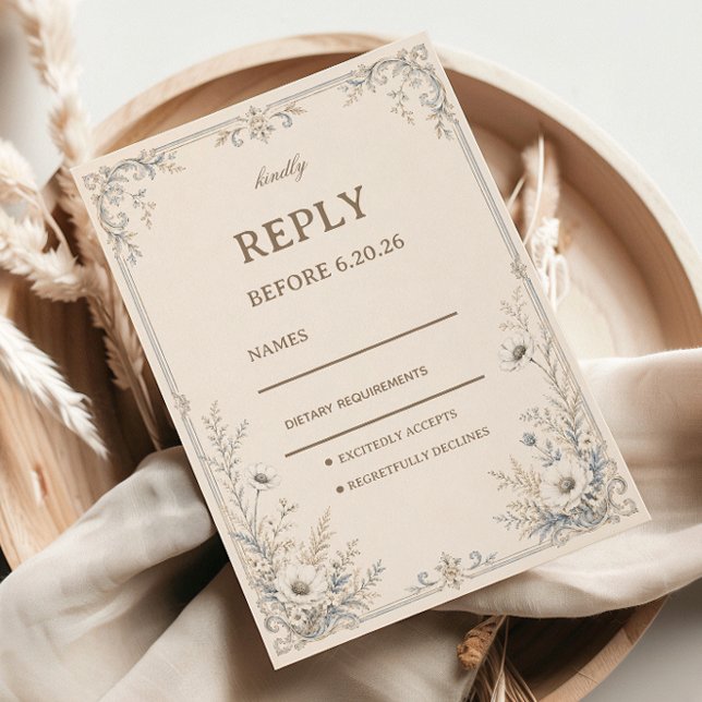 Vintage-Frosted-Botanik RSVP Karte (Von Creator hochgeladen)
