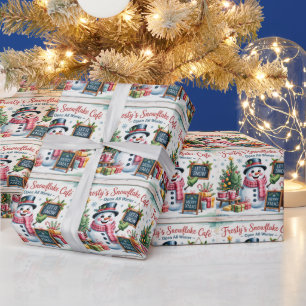 Vintage Frosty's Schneeflocken-Café Geschenkpapier