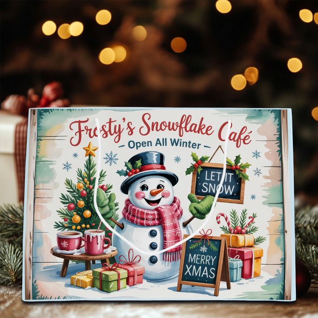 Vintage Frosty's Schneeflocken Café Große Geschenktüte (Von Creator hochgeladen)