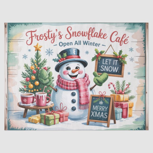 Vintage Frosty's Schneeflocken-Café Seidenpapier (Vorderseite)