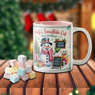Vintage Frosty's Schneeflocken-Café Zweifarbige Tasse