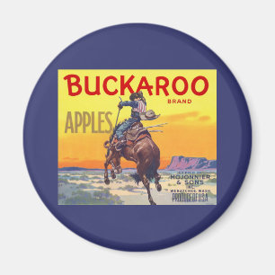 Vintage-Fruchkisten-Etiketten-Kunst, Buckaroo-Äpfe Magnet