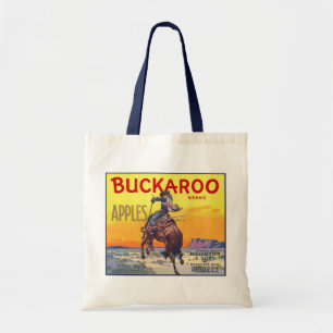 Vintage-Fruchkisten-Etiketten-Kunst, Buckaroo-Äpfe Tragetasche