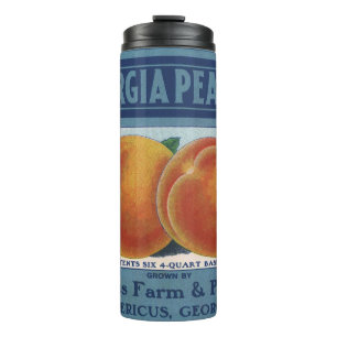 Vintage-Fruchkisten-Etikettenkunst, Georgia-Pfirsi Thermosbecher