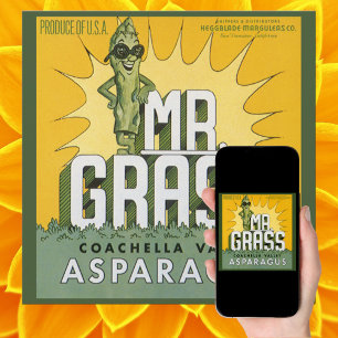 Vintage-Fruchkisten-Etikettenkunst Mr. Grass Sparg Einladung