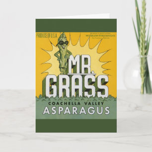 Vintage-Fruchkisten-Etikettenkunst Mr. Grass Sparg Karte