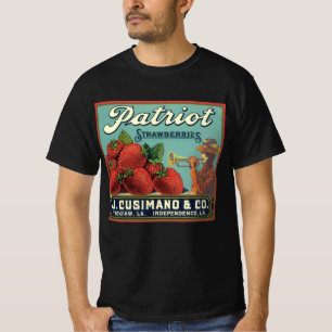 Vintage-Fruchkisten-Etikettenkunst Patriot Erdbeer T-Shirt