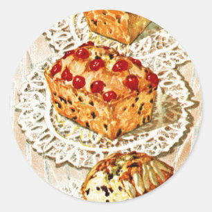 Vintage-Fruchkuchen-Illustration Runder Aufkleber