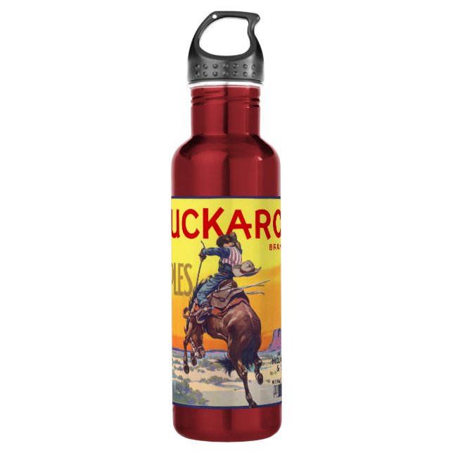 Vintage Frucht-Kisten-Aufkleber-Kunst, Edelstahlflasche (Vorderseite)