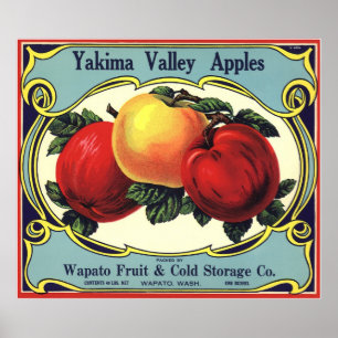 Vintage Frucht-Kisten-Aufkleber-Kunst Yakima Poster
