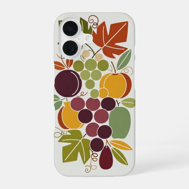 Vintage-Früchte mit stilisierten Trauben iPhone 16 Hülle (Rückseite)