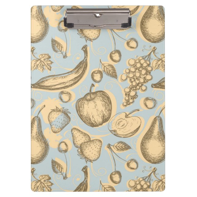 Vintage Früchte-Muster Klemmbrett (Vorderseite)