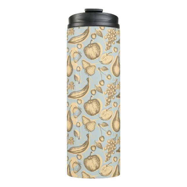 Vintage Früchte-Muster Thermosbecher (Vorderseite)
