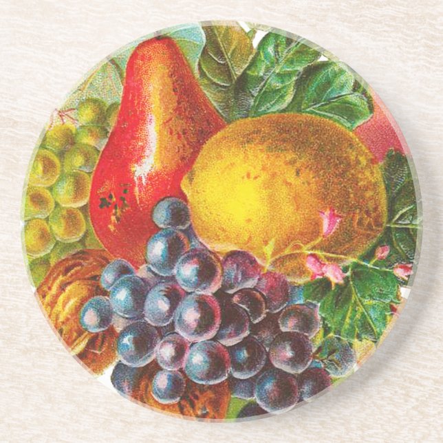 Vintage-Früchte-und-Nüsse-Malerei Untersetzer (Vorne)